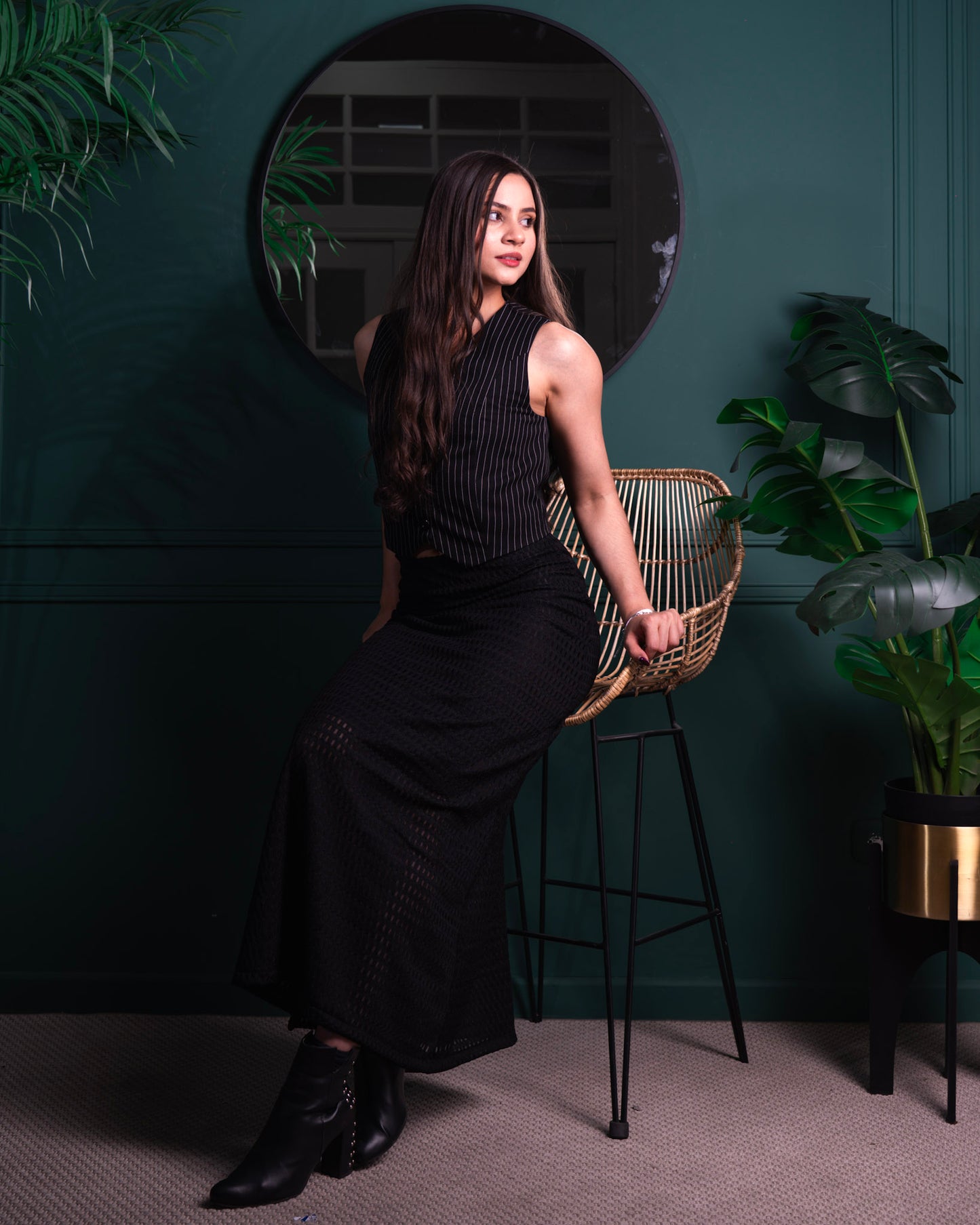 Falda Negra Texturizada Dakota