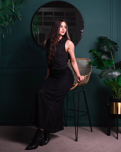 Falda Negra Texturizada Dakota