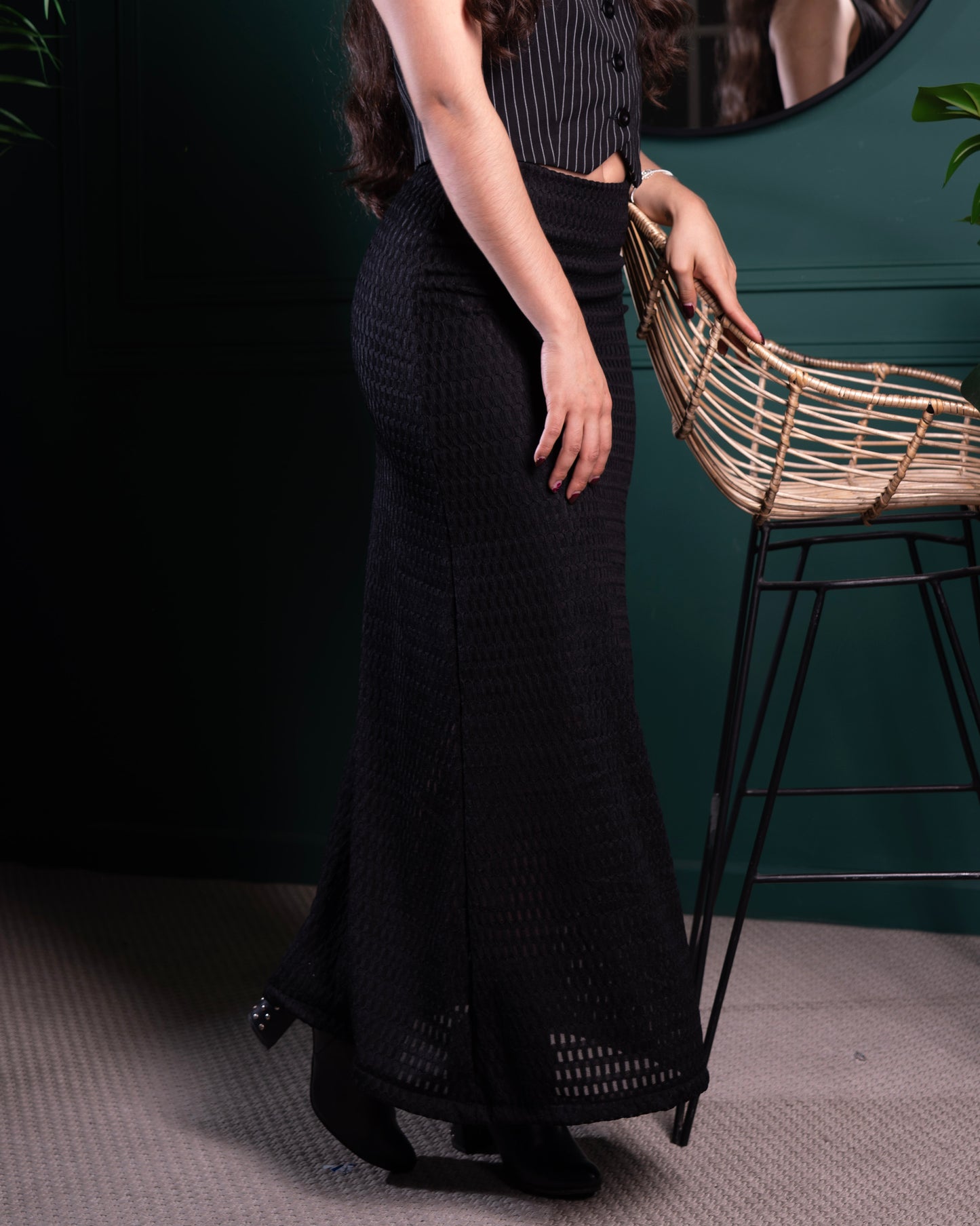 Falda Negra Texturizada Dakota