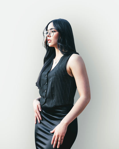 Chaleco Negro con rayas "Muse"