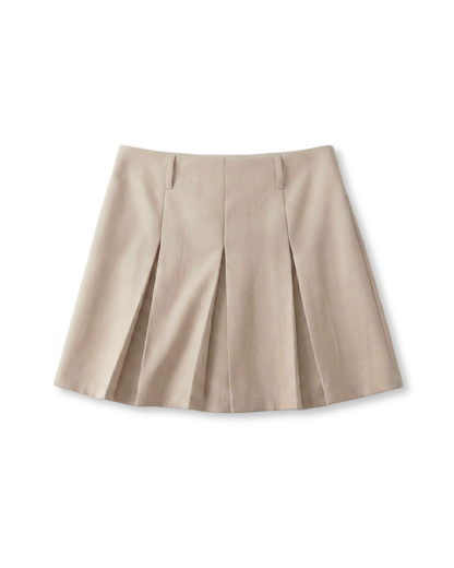 Falda Tableada Tipo Colegial Beige