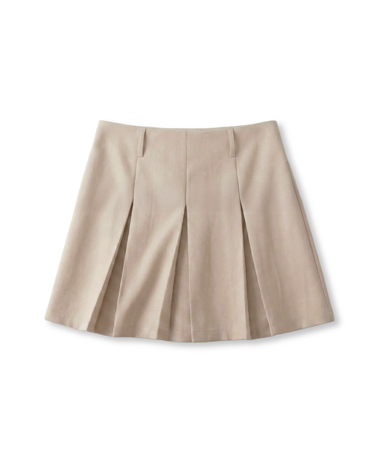 Falda Tableada Tipo Colegial Beige